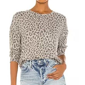 Sundry animal print gray beige pullover long sleeve top size 1 (S).